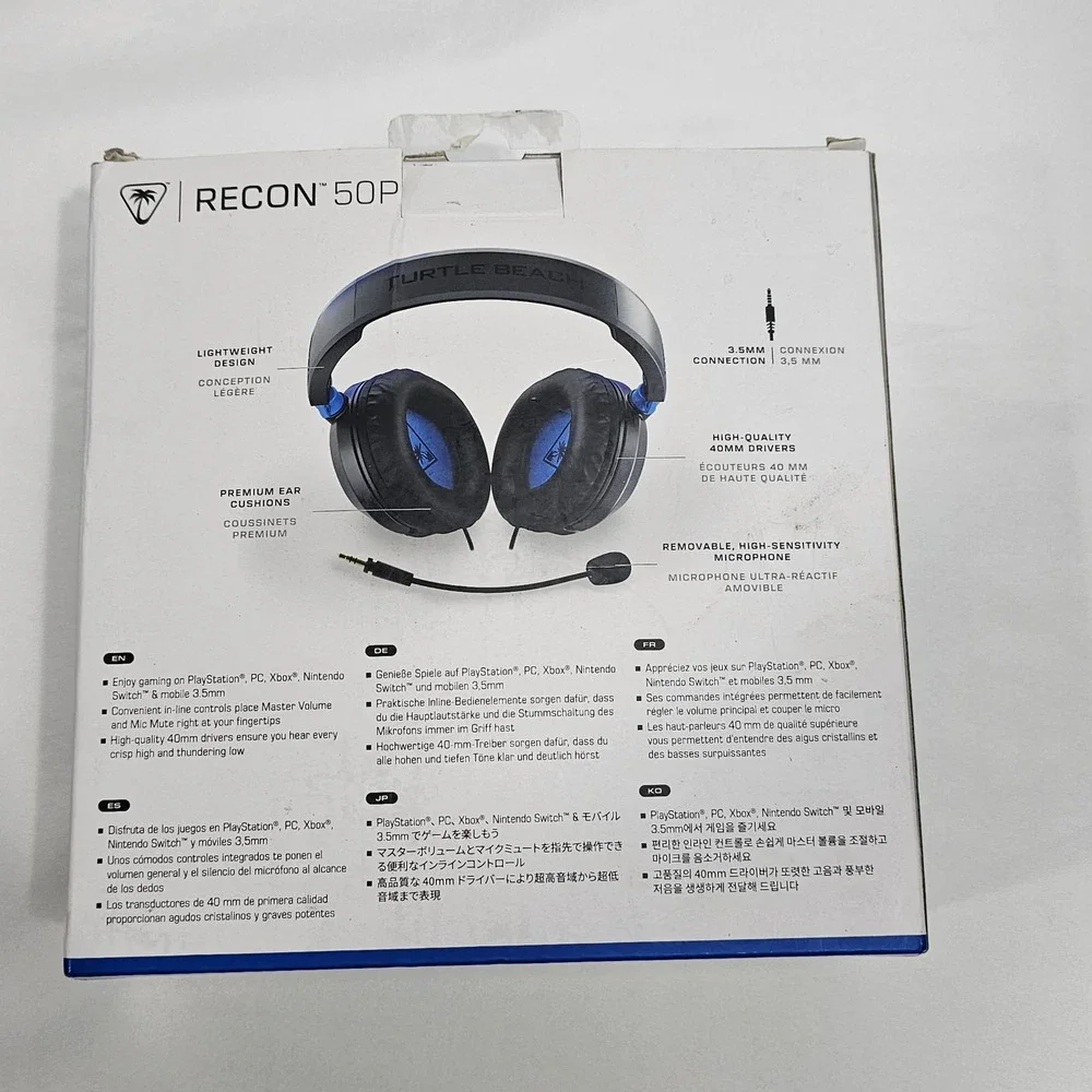Turtle Beach Recon 50P Wired Gaming Headset Black Blue PlayStation Xbox PC